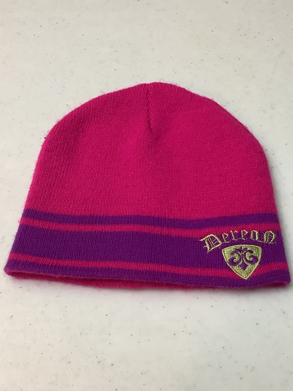 Dereon hot pink with purple stripe beanie